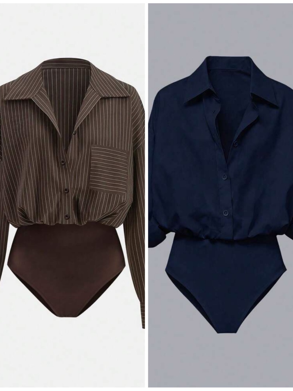BUNDLE x2 Shein Business Casual Neutral Button Down Shirt Bodysuits Large